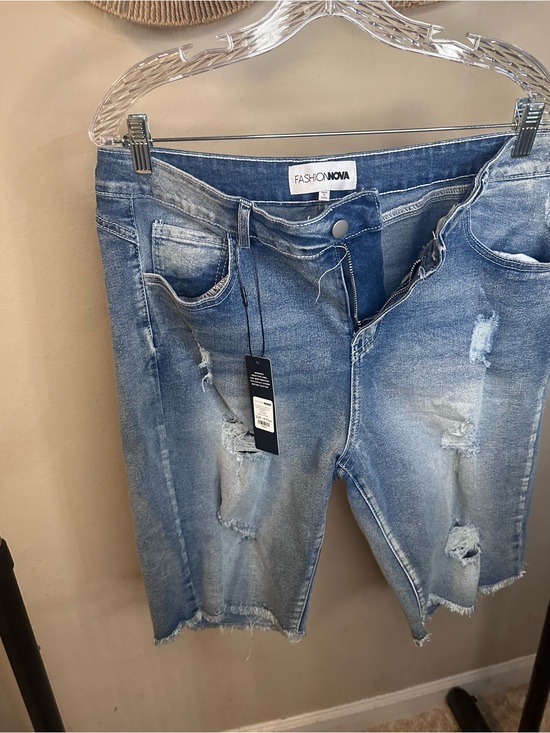 Fashion Nova Pants - Fashion Nova Distressed Light Blue Denim Jean Shorts